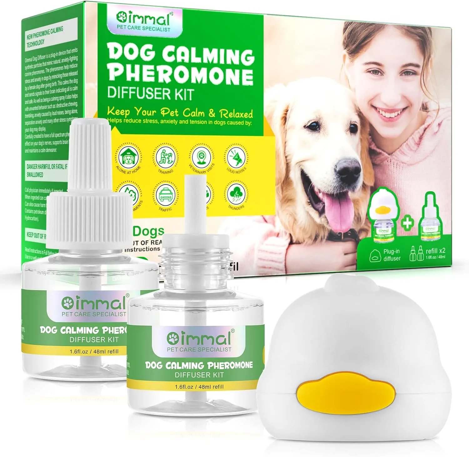 2-Pack Dog Calming Diffuser, 48ml Each - Natural Pheromone Solution to Keep Your Dog Calm, Reduce Stress & Anxiety from Scratching, Spraying & More