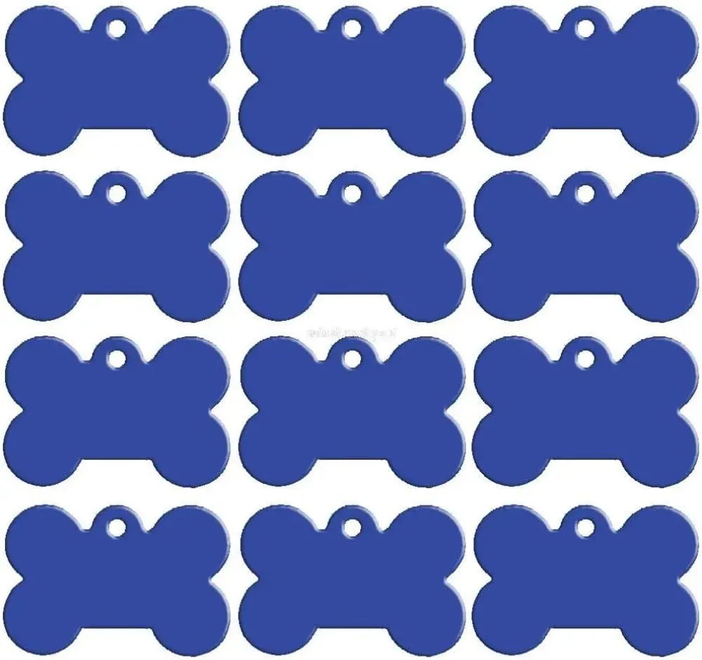 20 pcs Dog ID Tag Double Sides Bone Shape Personalized Dog Puppy Tags Customized Cat Pet Name Phone No. Tag (Blue,40x27x1mm)