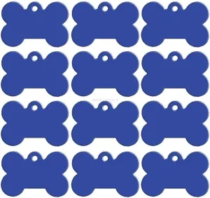 20 pcs Dog ID Tag Double Sides Bone Shape Personalized Dog Puppy Tags Customized Cat Pet Name Phone No. Tag (Blue,40x27x1mm)