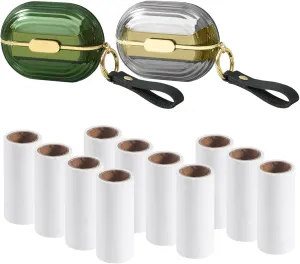 2PCS Double-Sided Travel Portable Lint Roller with Hand Strap, Luxury Lint Remover with 11 Rolls of Replacement Rollers, Reusable Mini Pet Hair Remover for Sofas, Sheets, Car Cushions and Clothes
