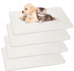 4 Pcs Pet Carrier Pad Travel Pet Reversible Dog Mat Replacement Liners for Travel Dog Bed Pad Washable Plush Cashmere Double Sided Bed Mat for Cat Kennel Crate(Beige,17 x 11 Inch)