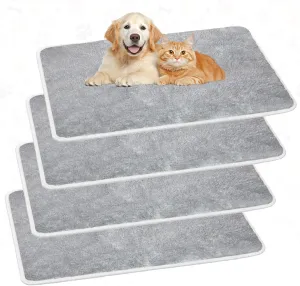 4 Pcs Pet Carrier Pad Travel Pet Reversible Dog Mat Replacement Liners for Travel Dog Bed Pad Washable Plush Cashmere Double Sided Bed Mat for Cat Kennel Crate(Grey,17 x 11 Inch)