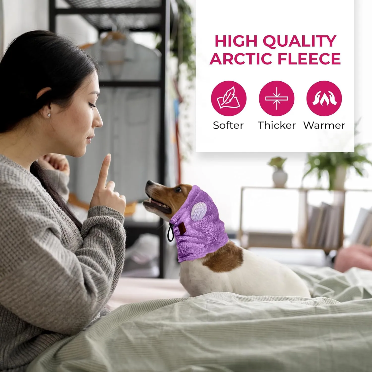 Adjustable Dog Noise Cancelling Ear Muffs Noise Protection - Ear Wraps for Dogs - Snoods Dog Headband Ear Covers for Anxiety Relief (Purple, Large)