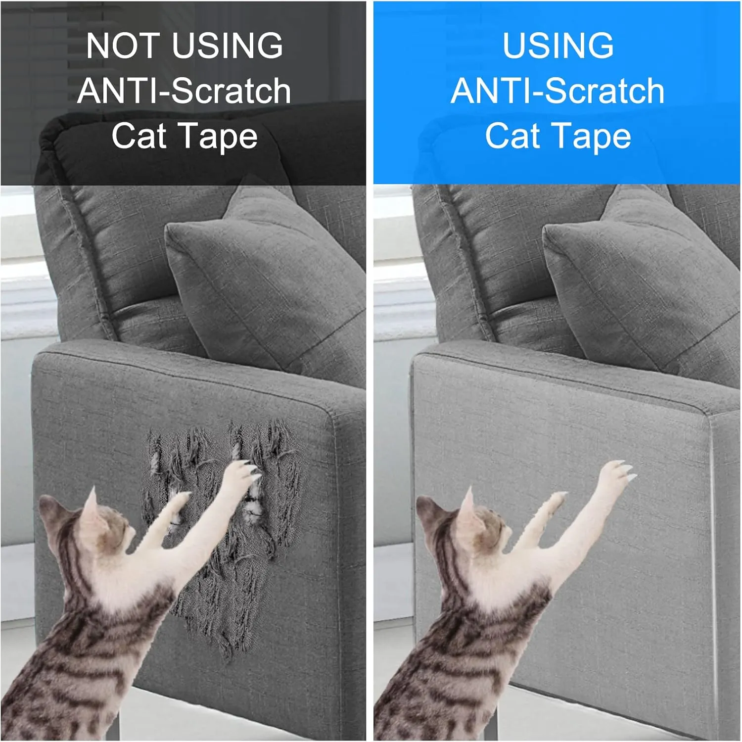 Anti-Cat Scratch Furniture Protector from Cats scratching-12-Pack Clear Sofa Guard Tape for Couches, Deterrent Pet Protection Film to Stop Cats Clawing Corners & Edges