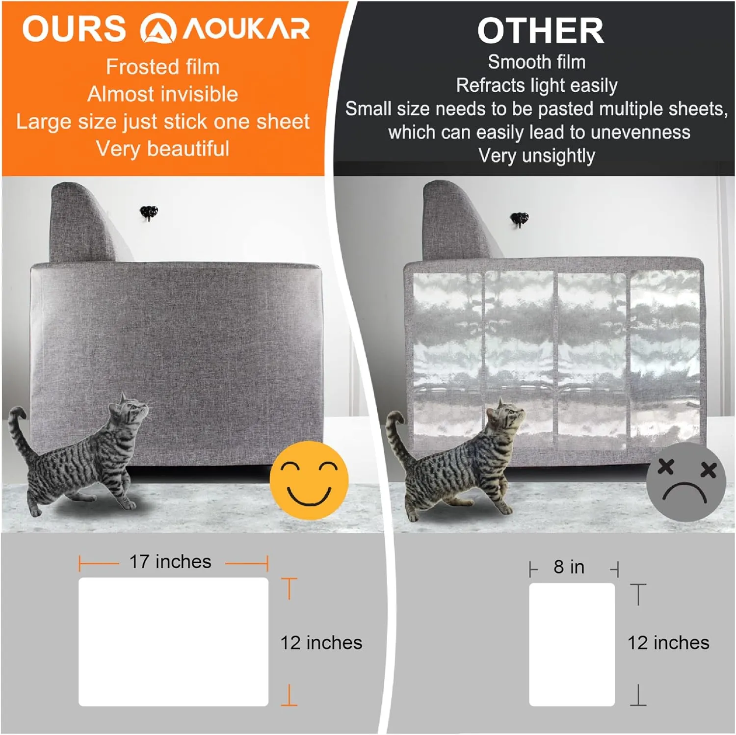 Anti-Cat Scratch Furniture Protector from Cats scratching-12-Pack Clear Sofa Guard Tape for Couches, Deterrent Pet Protection Film to Stop Cats Clawing Corners & Edges