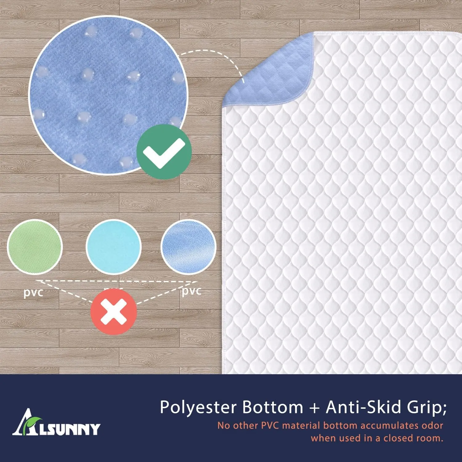Bed Pads for Incontinence Washable,34"X52" (2 Pack), Non-Slip Incontinence Bed Pad,Waterproof Mattress Pad for Women,Aldults,Kids and Dog