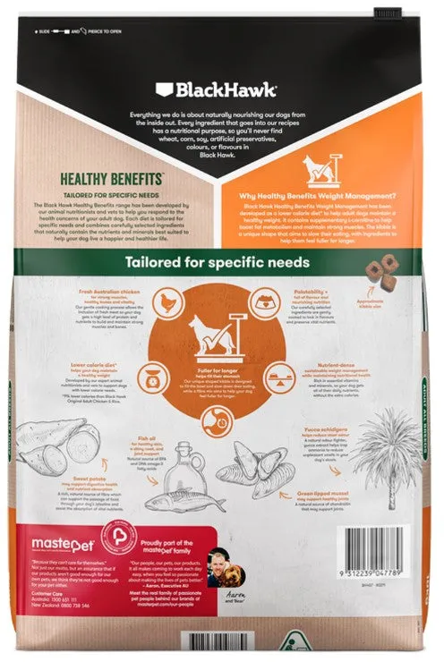 Black Hawk Healthy Benefits Adult Weight Management Dry Dog Food 10kg