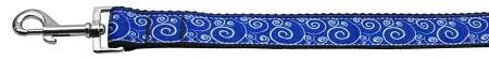 Blue and White Swirly Nylon Ribbon Dog Collars 1 wide 4ft Leash