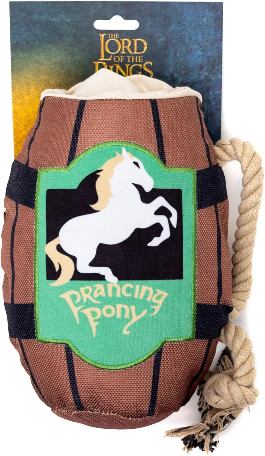Buckle-Down The Lord of The Rings Squeaky Plush Dog Toy for Large, Medium & Small Dogs, Prancing Pony Pint Mug, 6.5" x 8"