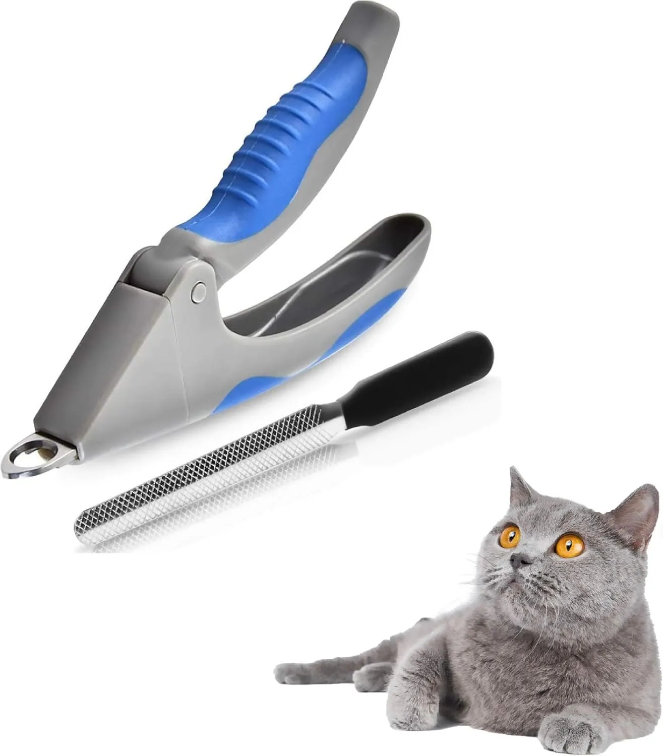 Cat Dog Nail Clippers and Trimmer, Pet Nail File with Sharp Blade and Safety Guard, Professional Grooming Tools for Small Animals Claw Care