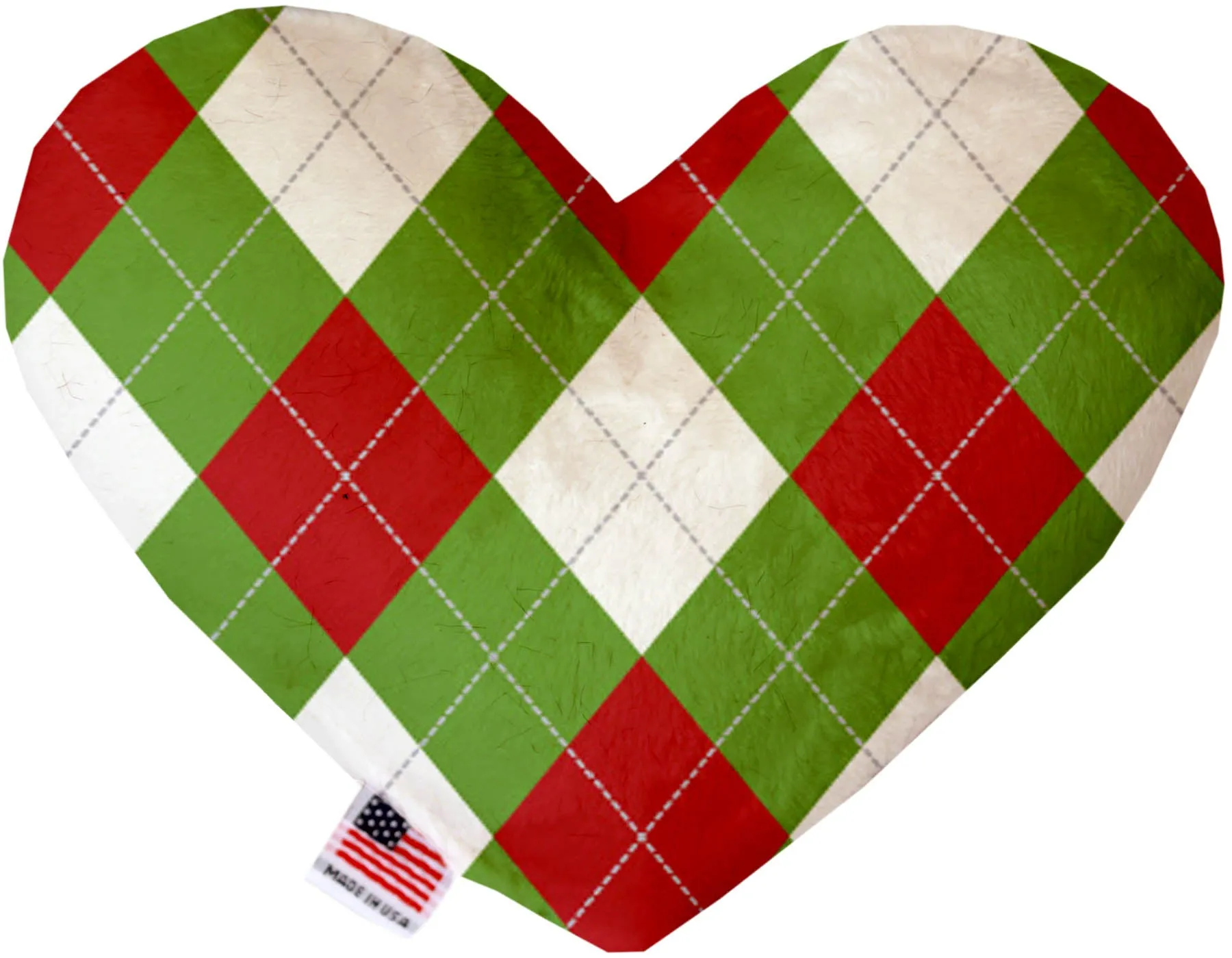 Christmas Argyle 8 Inch Heart Dog Toy