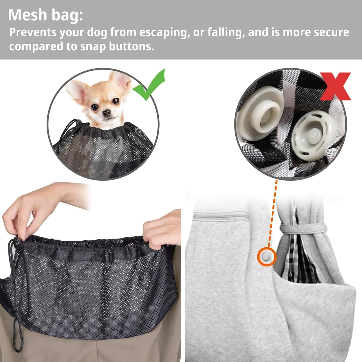 CUBY Dog and Cat Sling Carrier - Hands Free Reversible Pet Papoose Bag - Soft Pouch and Tote Design - Suitable for Puppy, Small Dogs Cats Outdoor (Khaki Senior, Adjust Strap 2.0)