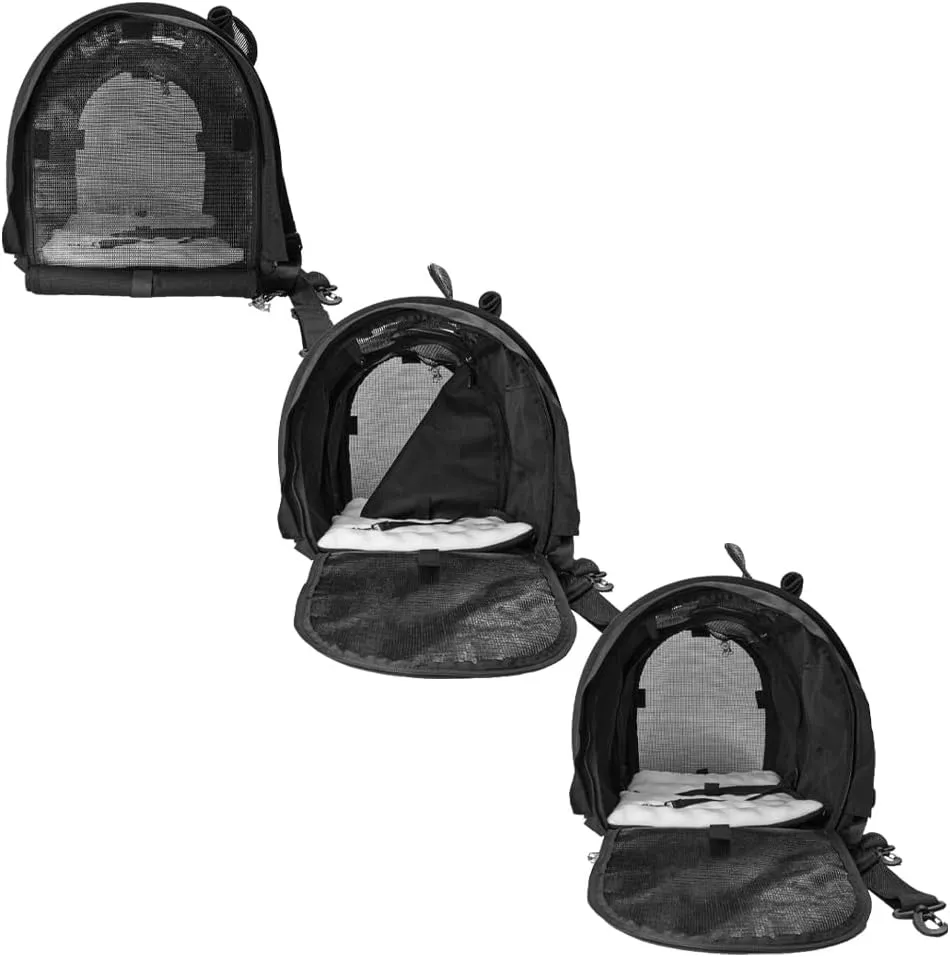 Divided SturdiBag Large Pet Carrier: Compartment for 2 Pets, Flexible Height for Cat and Dog Soft Sided with Safety Clips and Seatbelt Straps | Black, 18" x 12" x 12" (PN: SB2D-PRO-BL)