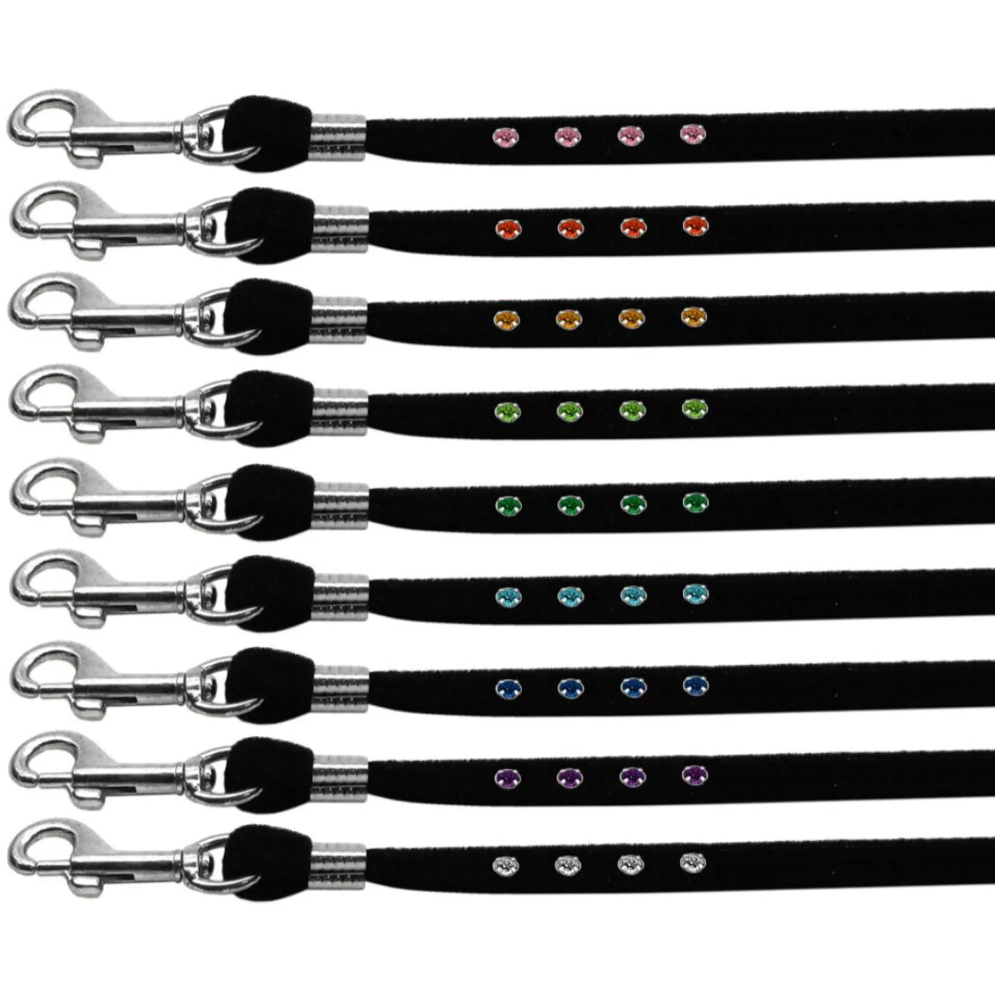 Dog, Puppy & Pet LEASH, "Black Velvet Jeweled"