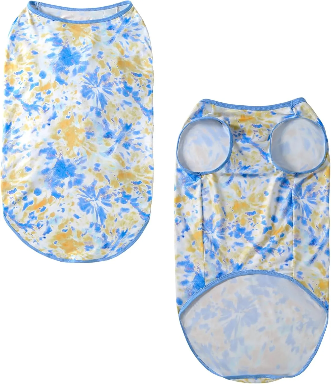 Dog Tie dye Sleeveless T Shirt Yellow Blue Printed Dogs Vest Shirt Pajamas Breathable Stretchy Summer Clothes for Extra Large Dog Boys Girls2X-Large,Yellow