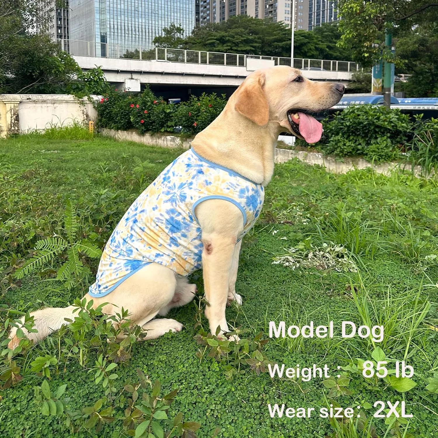 Dog Tie dye Sleeveless T Shirt Yellow Blue Printed Dogs Vest Shirt Pajamas Breathable Stretchy Summer Clothes for Extra Large Dog Boys Girls2X-Large,Yellow
