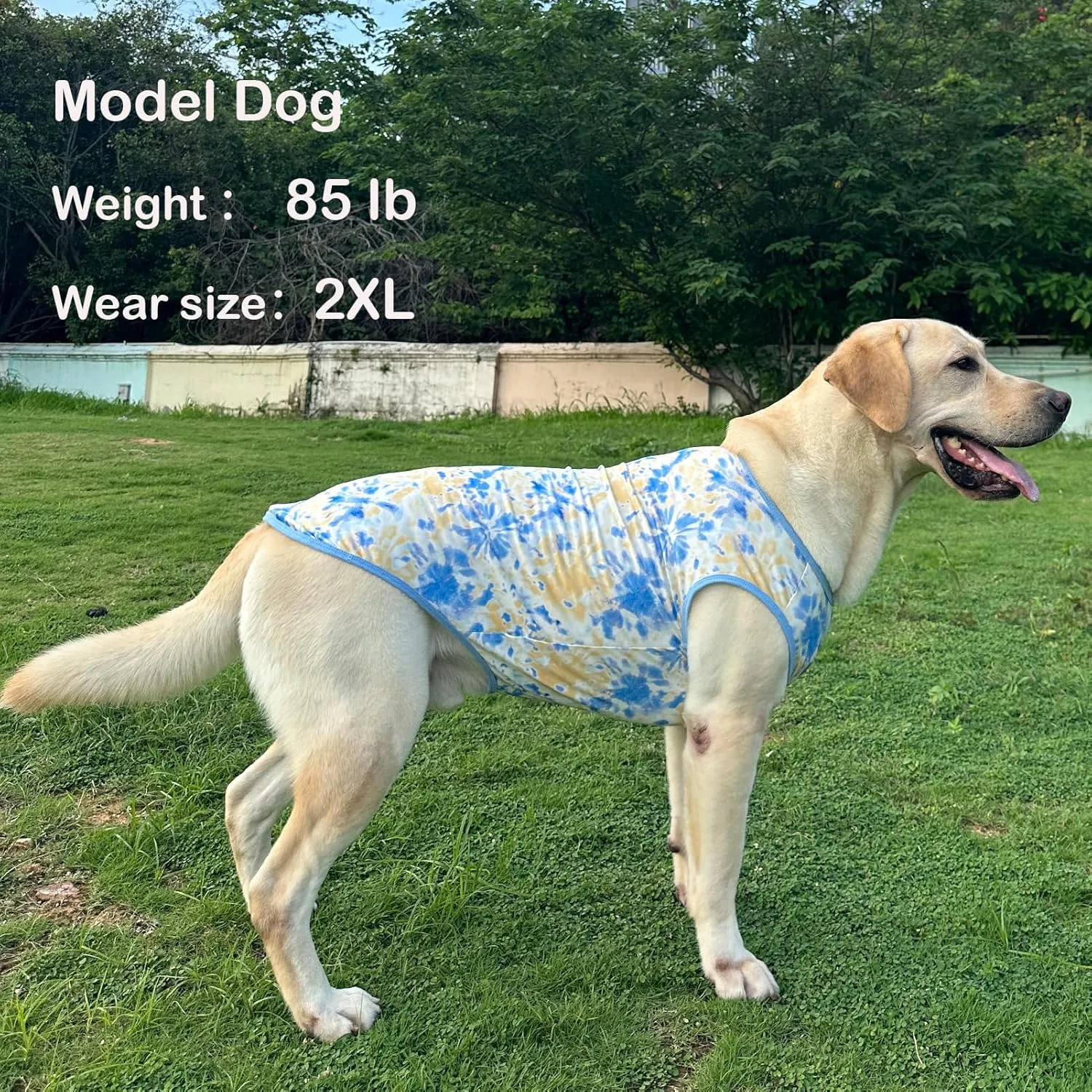 Dog Tie dye Sleeveless T Shirt Yellow Blue Printed Dogs Vest Shirt Pajamas Breathable Stretchy Summer Clothes for Extra Large Dog Boys Girls2X-Large,Yellow