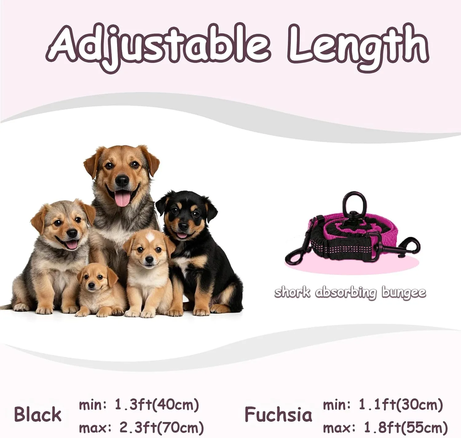 Double Dog Leash - 360Swivel Tangle Free Splitter Attachment, 2 Dogs Multi-Functional Leashes, Dual Rope for Outdoor Walk Train Small Medium Large Two Pet, Fuchsia