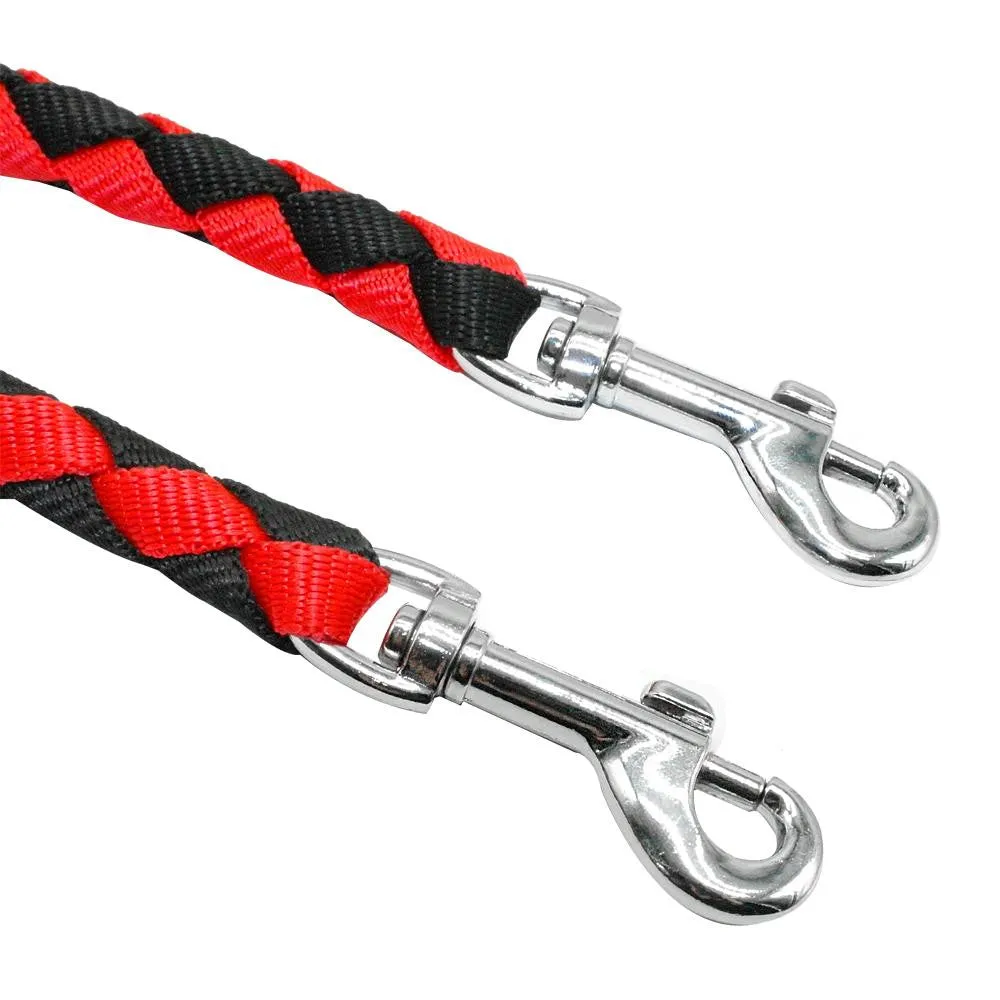 Double Dog Leash for Two Dogs 47 Inch Braided Tangle Free Dual Leash Coupler For Walking and Training Two Dogs 3 Colors