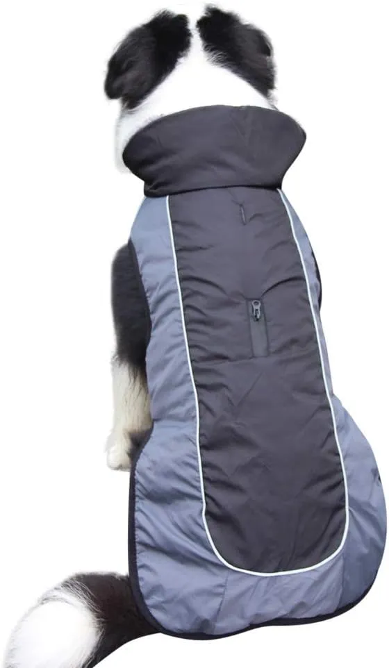 Fleece Collar Dog Coats for Medium Dogs,Waterproof Warm Doggie Jacket for Cold Winter,Black L