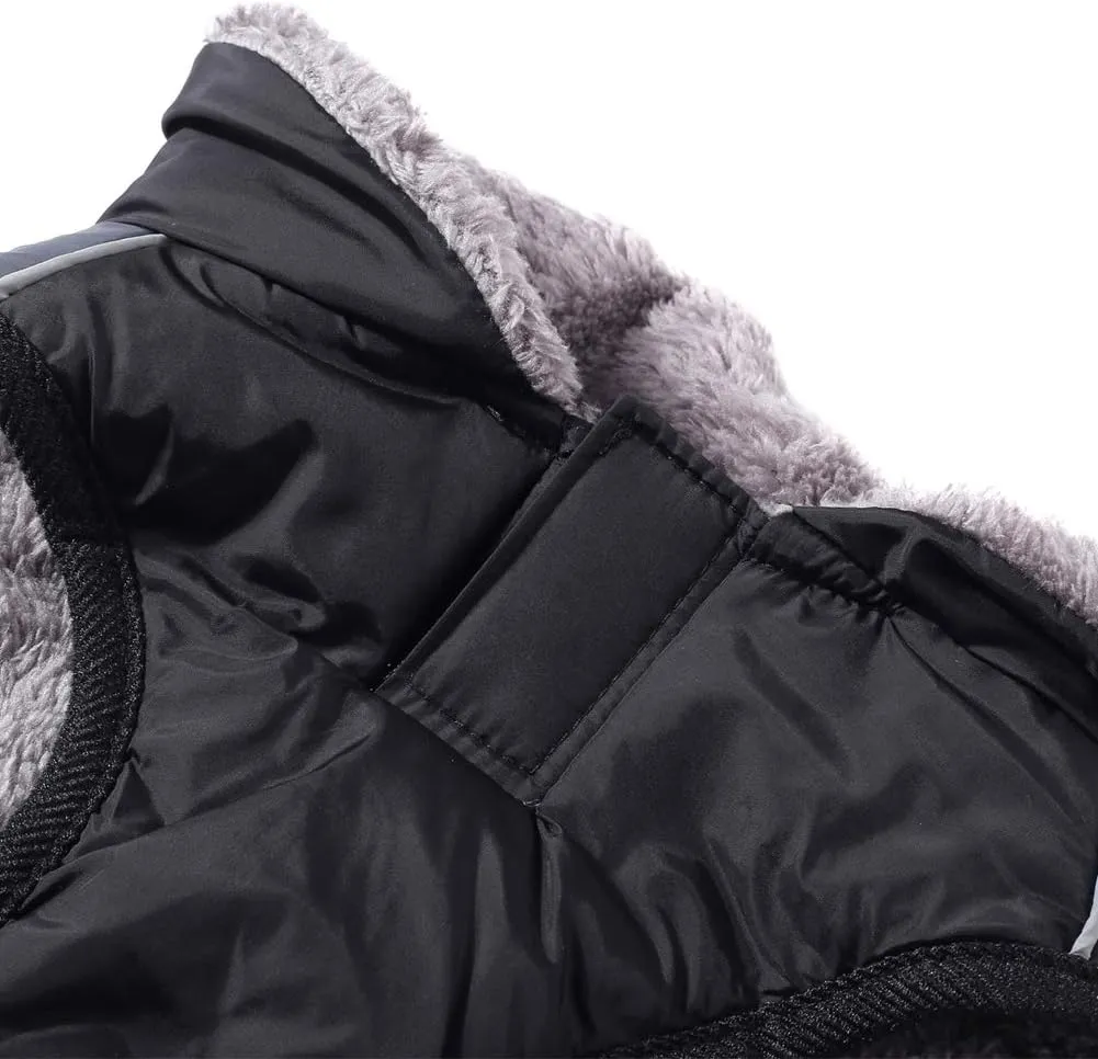 Fleece Collar Dog Coats for Medium Dogs,Waterproof Warm Doggie Jacket for Cold Winter,Black L