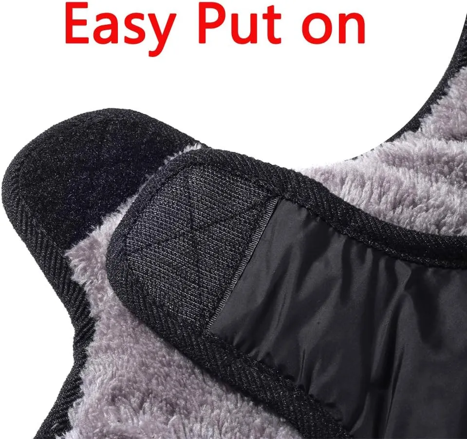 Fleece Collar Dog Coats for Medium Dogs,Waterproof Warm Doggie Jacket for Cold Winter,Black L
