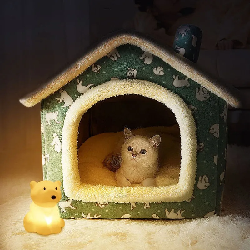 Foldable Indoor Pet House Cave for Dogs & Cats