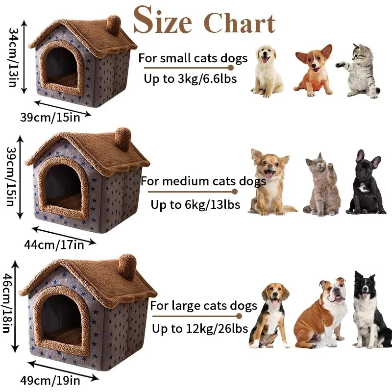 Foldable Indoor Pet House Cave for Dogs & Cats
