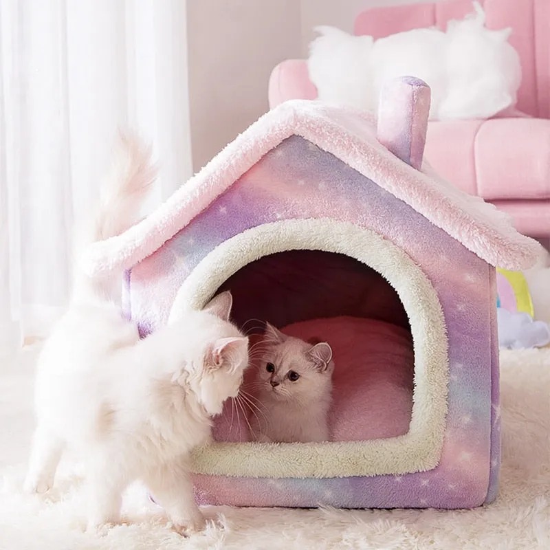 Foldable Indoor Pet House Cave for Dogs & Cats