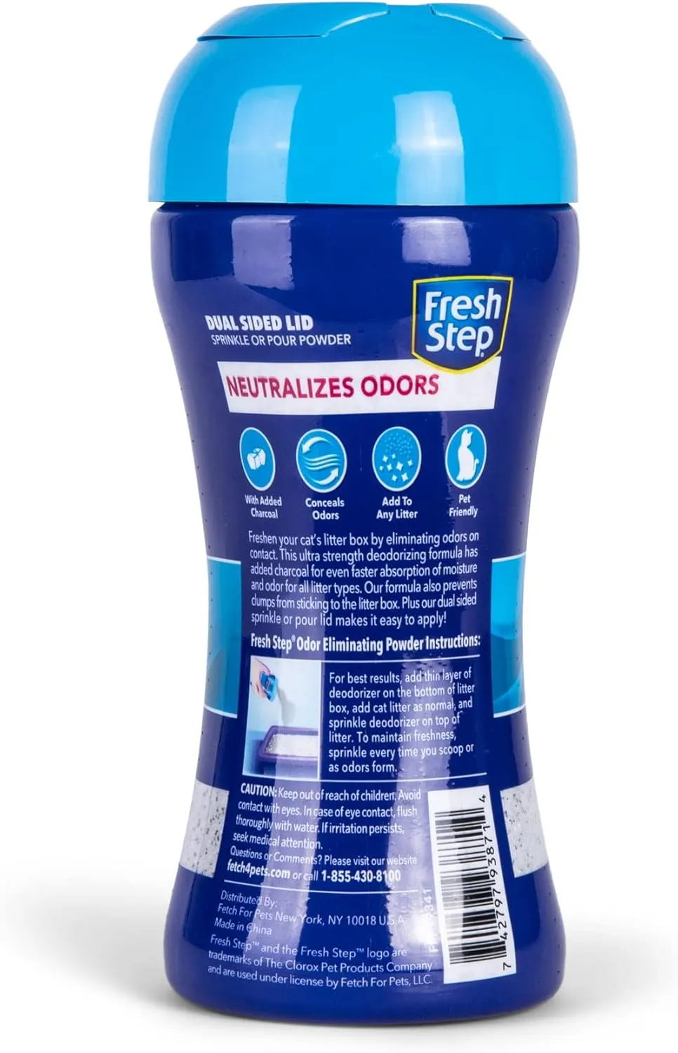 Fresh Step Cat Litter Box Odor Eliminating Powder with Charcoal, Unscented Cat Odor Eliminator for Home, Odor Absorber Cat Litter & Housebreaking Supplies, 15 Ounce