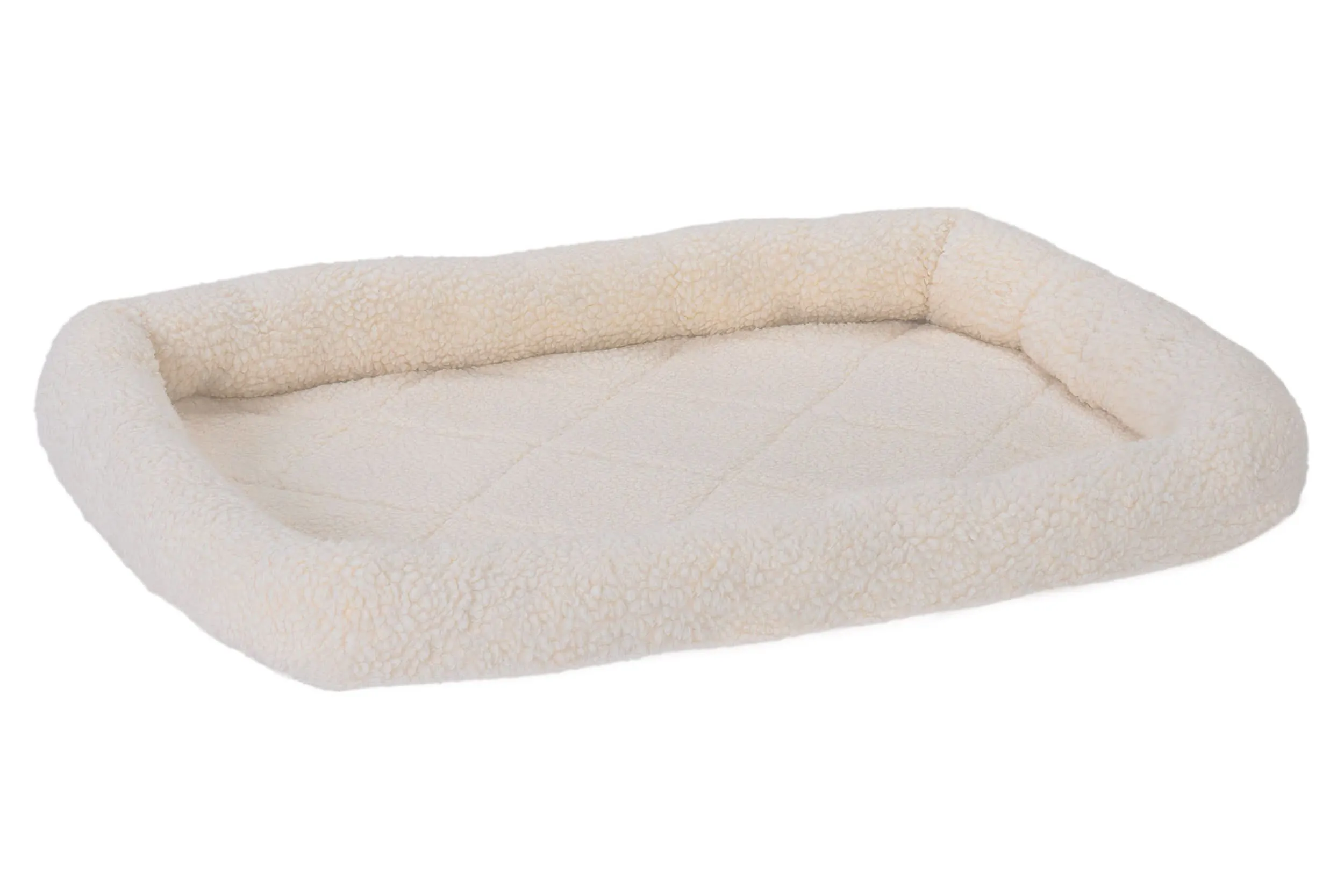 Fur Haven Pet Products Faux Lambswool Pet Crate Bolster Bed Cream SM 24in x18in