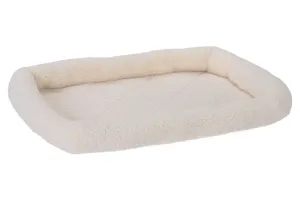 Fur Haven Pet Products Faux Lambswool Pet Crate Bolster Bed Cream SM 24in x18in
