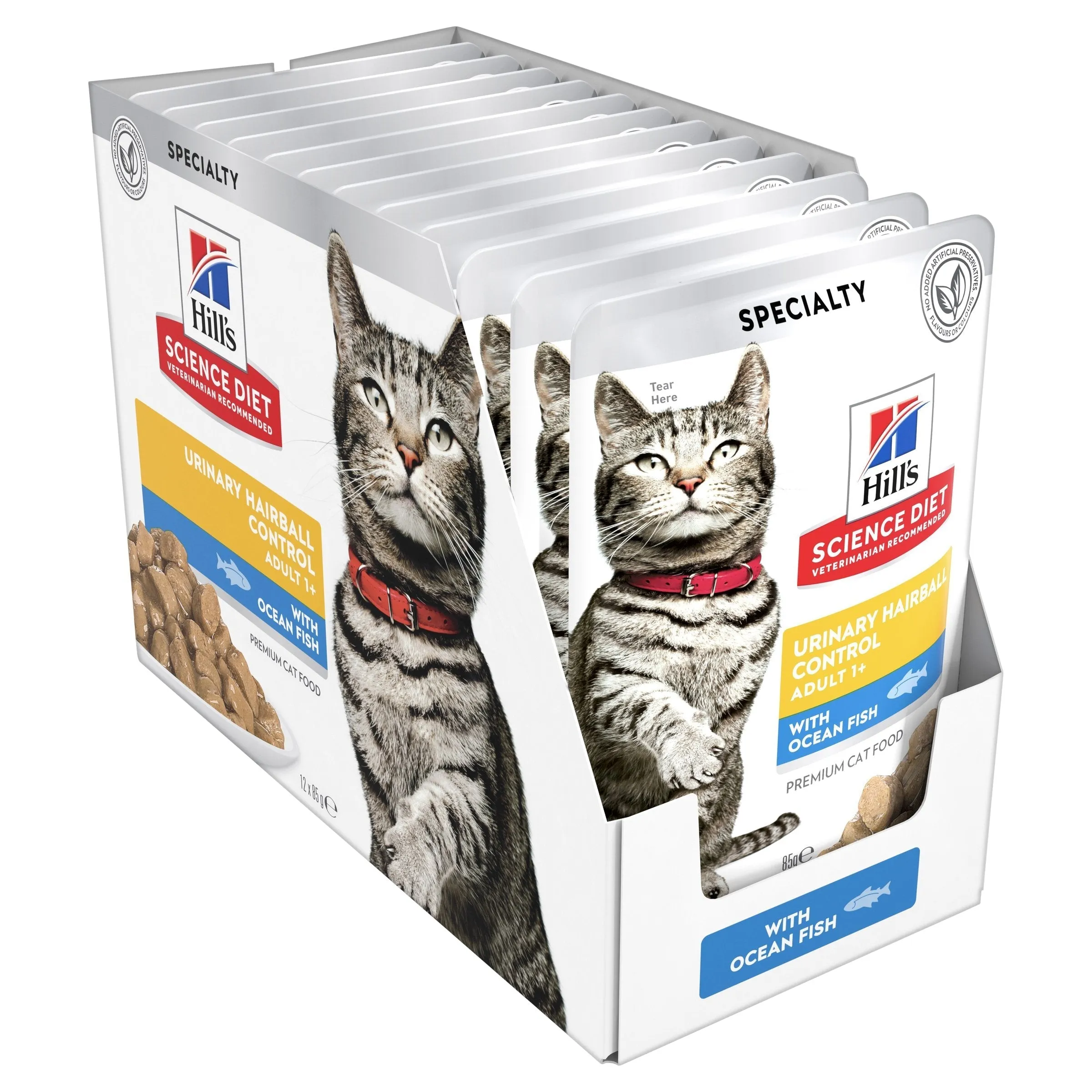Hills Science Diet Adult Urinary Hairball Control Ocean Fish Cat Food Pouches 85g x 12^^^