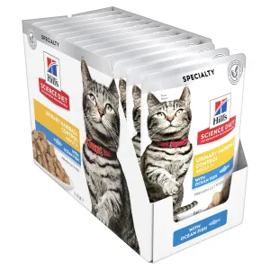 Hills Science Diet Adult Urinary Hairball Control Ocean Fish Cat Food Pouches 85g x 12^^^