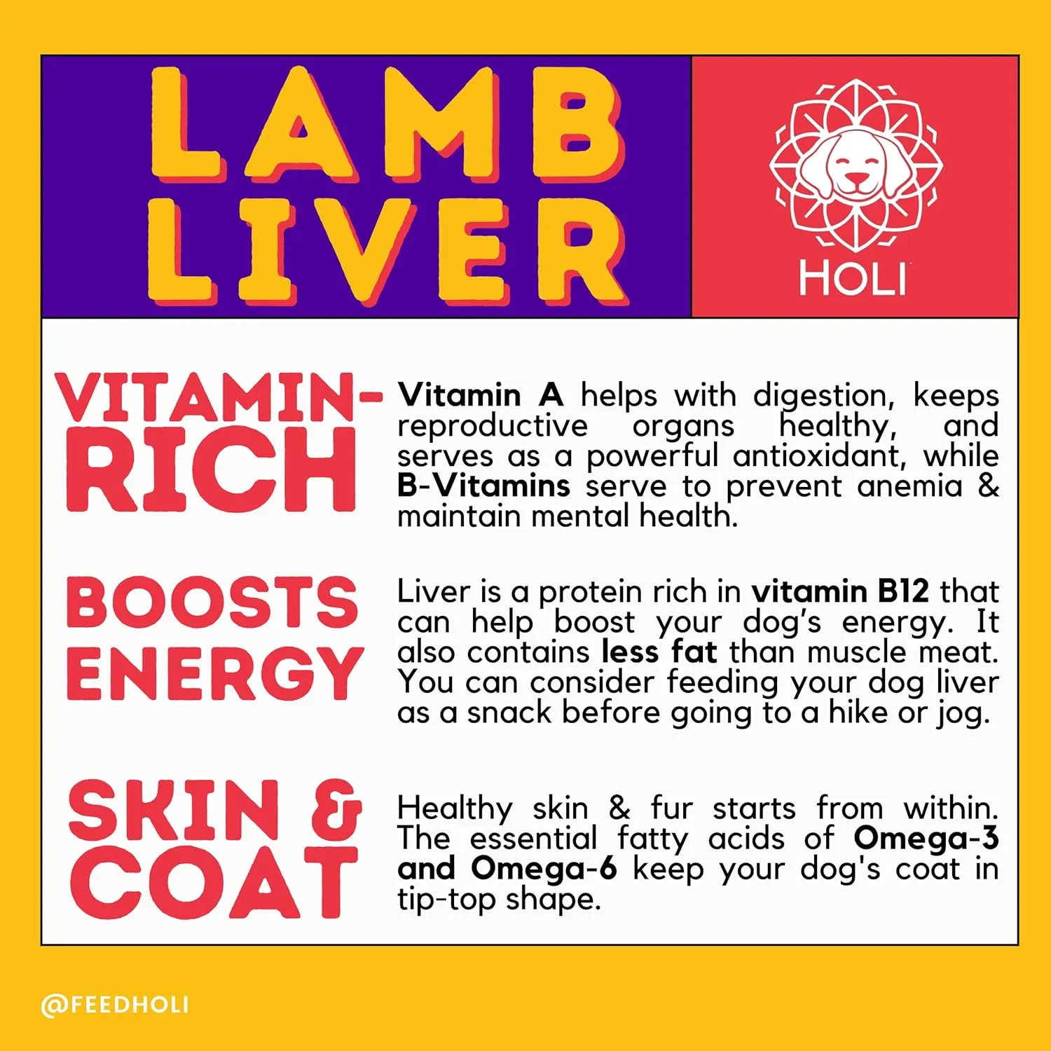 HOLI Lamb Liver Dog Food Topper - Single Ingredient, Human-Grade - Freeze Dried Dog Food Toppers and Flavor Enhancer for Picky Dogs  Grain Free  100% All Natural - 8oz