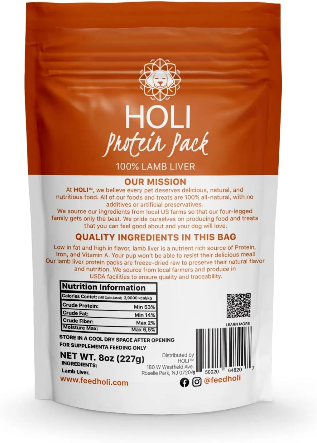 HOLI Lamb Liver Dog Food Topper - Single Ingredient, Human-Grade - Freeze Dried Dog Food Toppers and Flavor Enhancer for Picky Dogs  Grain Free  100% All Natural - 8oz