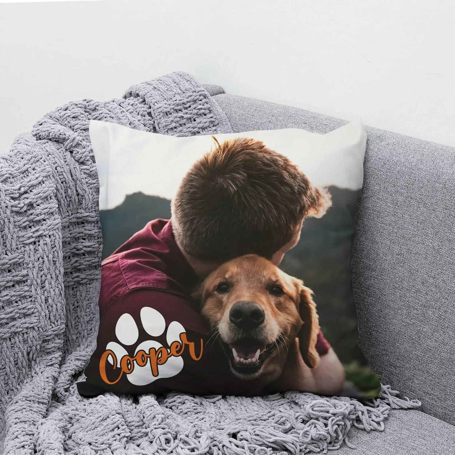Hyturtle Personalized Dog Pillow with Insert 12"x12" Double-Sided Printed with Picture Gifts for Dog Cat Lovers on Birthday Christmas - Pet Loss Gifts - Pet Memorial Sofa Home Decor Throw Pillow