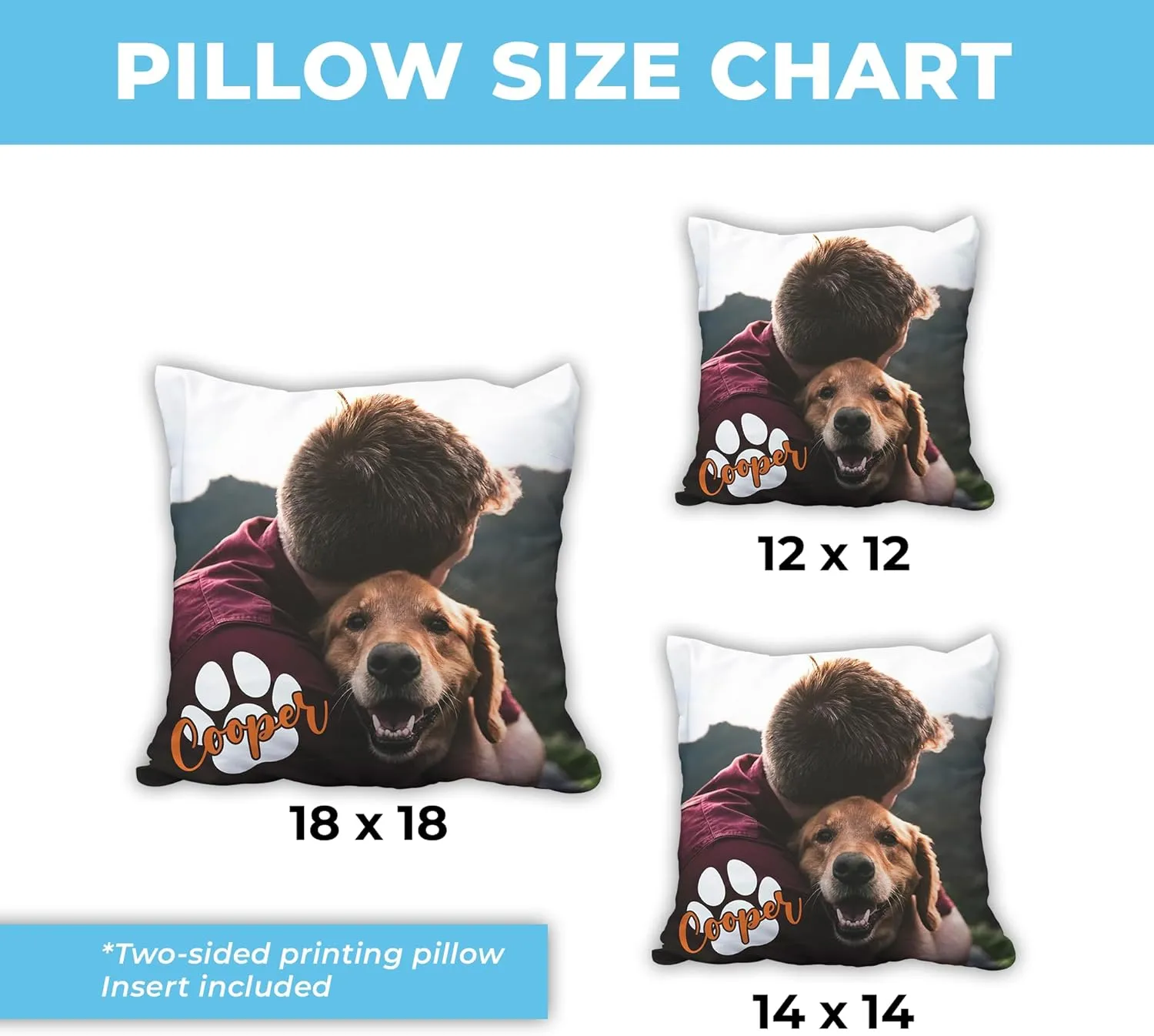Hyturtle Personalized Dog Pillow with Insert 12"x12" Double-Sided Printed with Picture Gifts for Dog Cat Lovers on Birthday Christmas - Pet Loss Gifts - Pet Memorial Sofa Home Decor Throw Pillow