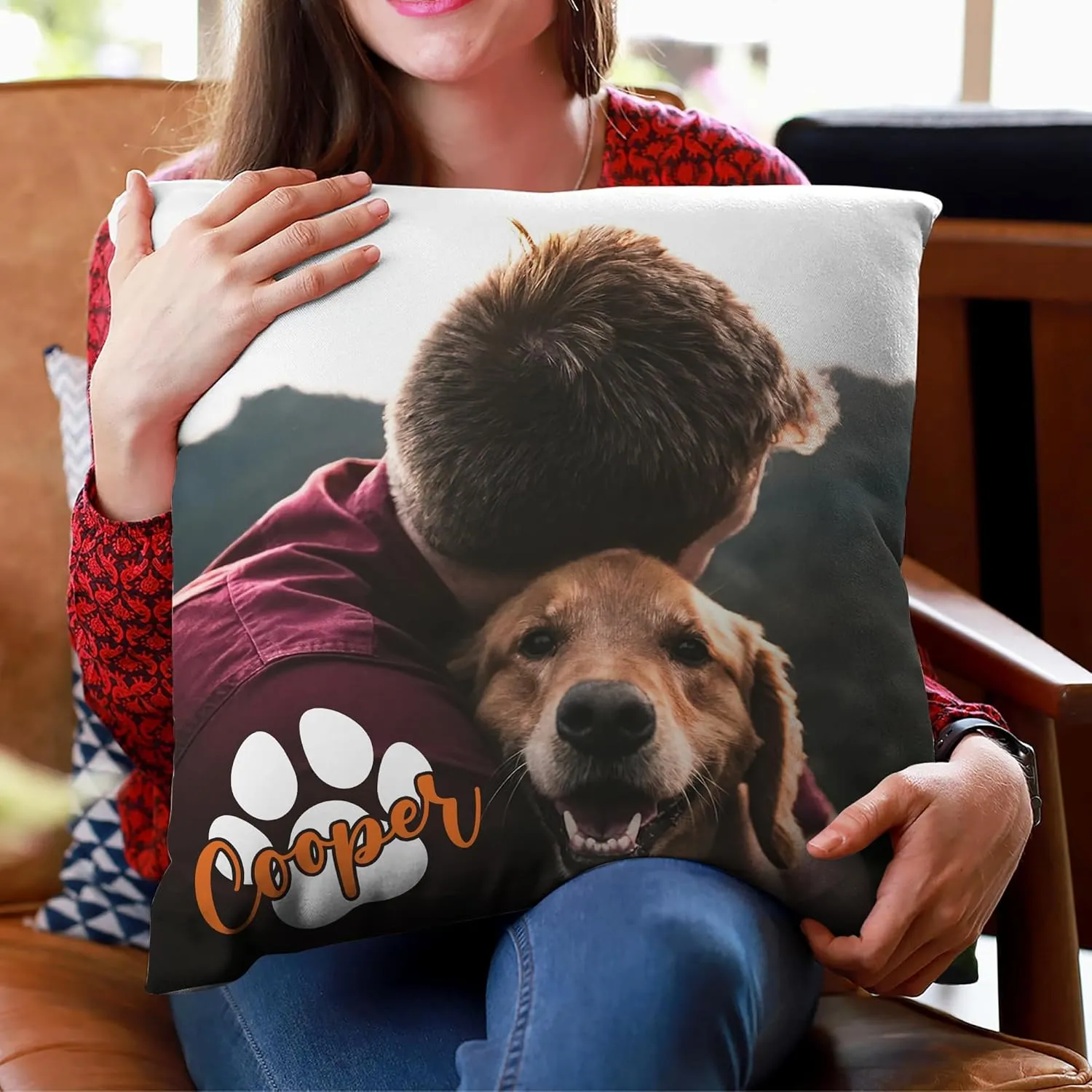 Hyturtle Personalized Dog Pillow with Insert 12"x12" Double-Sided Printed with Picture Gifts for Dog Cat Lovers on Birthday Christmas - Pet Loss Gifts - Pet Memorial Sofa Home Decor Throw Pillow