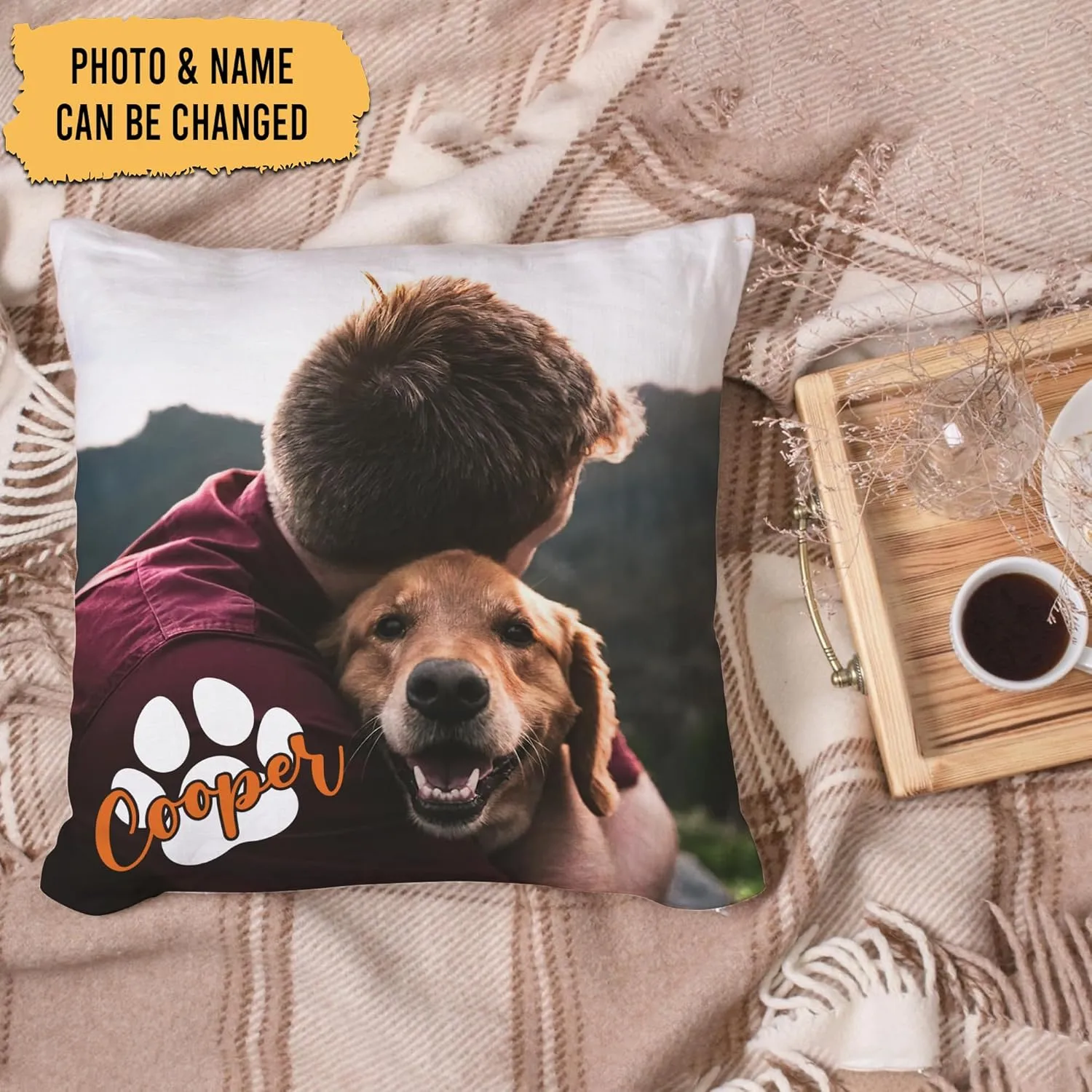 Hyturtle Personalized Dog Pillow with Insert 12"x12" Double-Sided Printed with Picture Gifts for Dog Cat Lovers on Birthday Christmas - Pet Loss Gifts - Pet Memorial Sofa Home Decor Throw Pillow