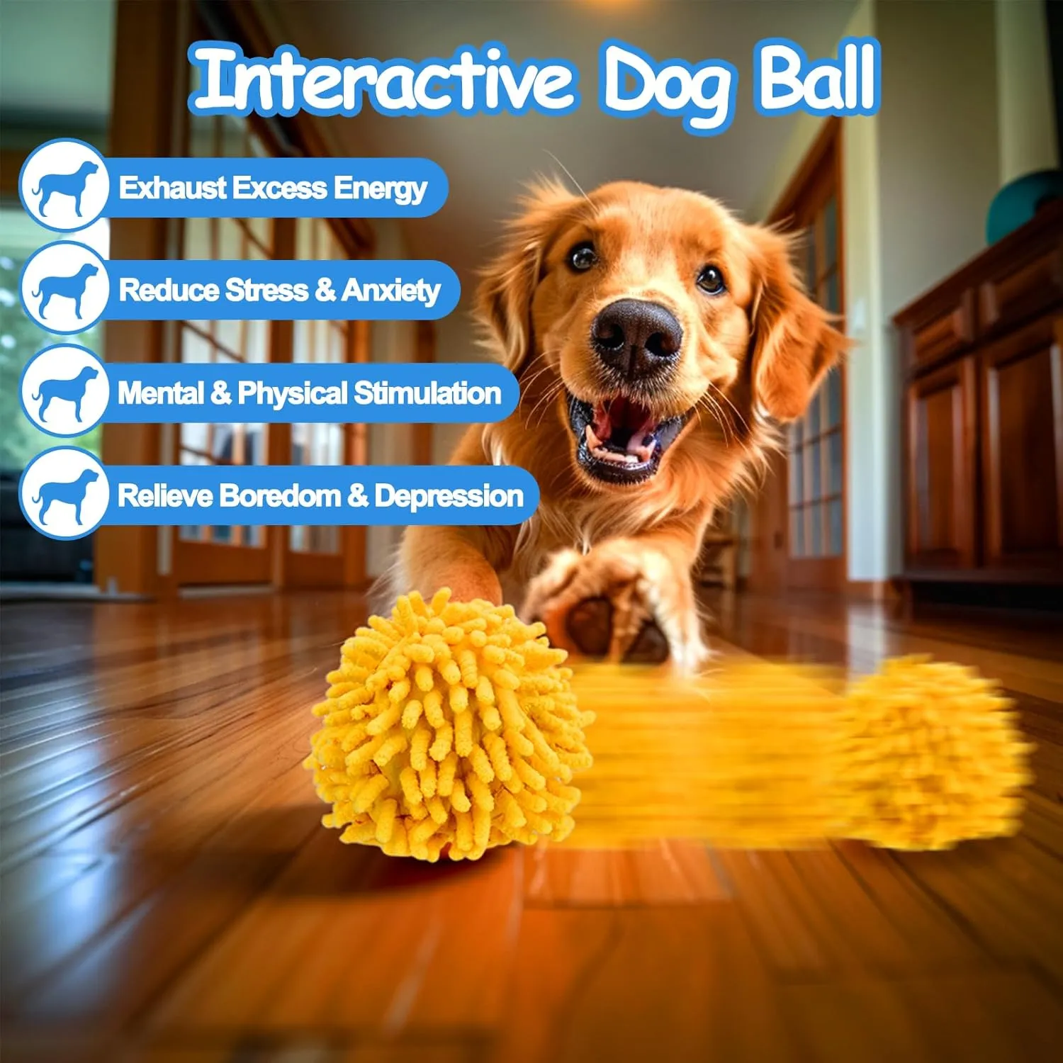 Interactive Dog Toys, Self Rolling Ball with Cover Anti-Chewer for Small/Medium/Large Puppy Pet, Moving Ball for Dogs Enrichment, Motion Activated Toys That Move on its Own