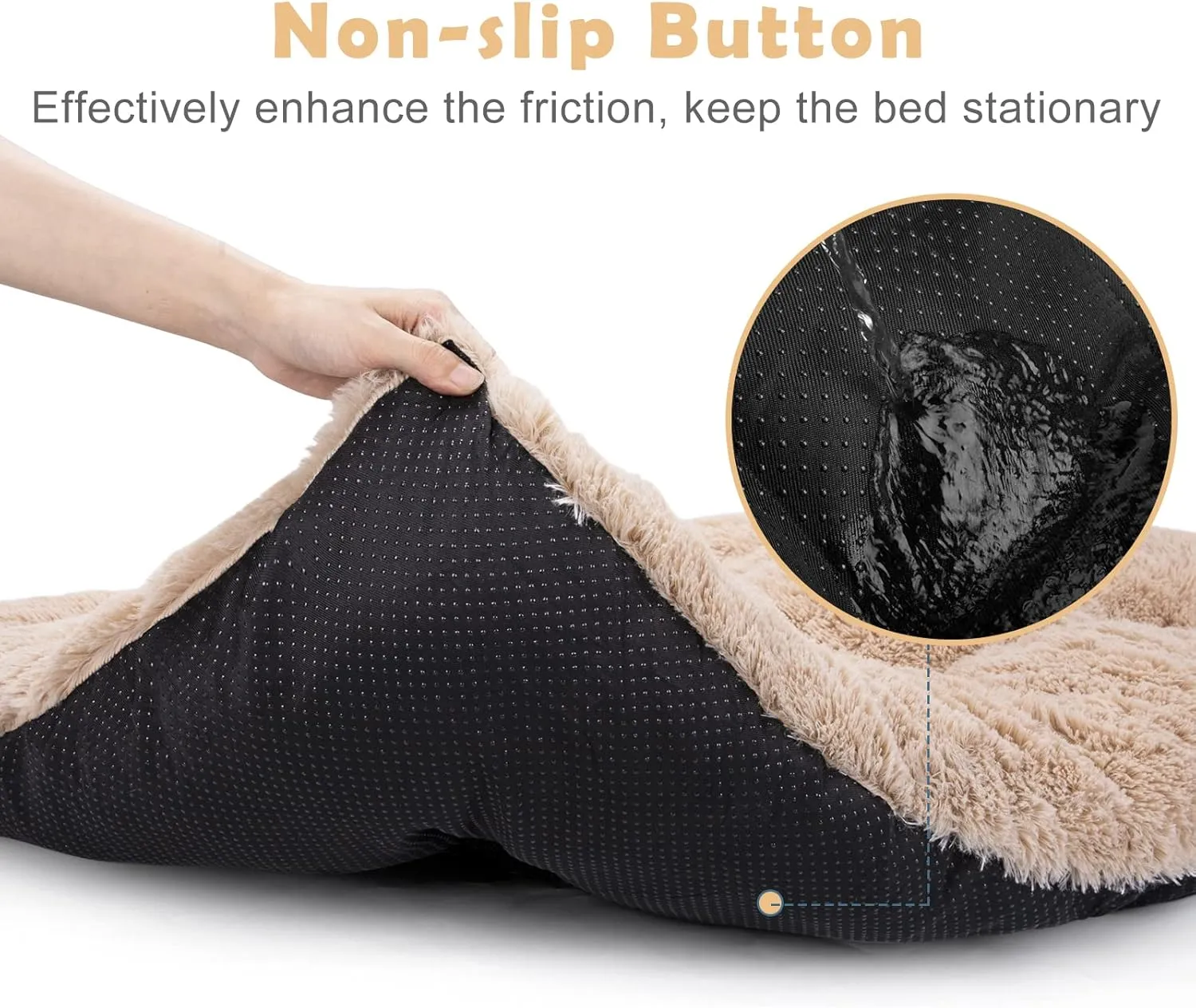 JOEJOY Calming Dog Bed - Washable Pad, Anti-Slip Mat for Small Medium Dogs, Sleeping & Anti-Anxiety, 29" x 21", Beige