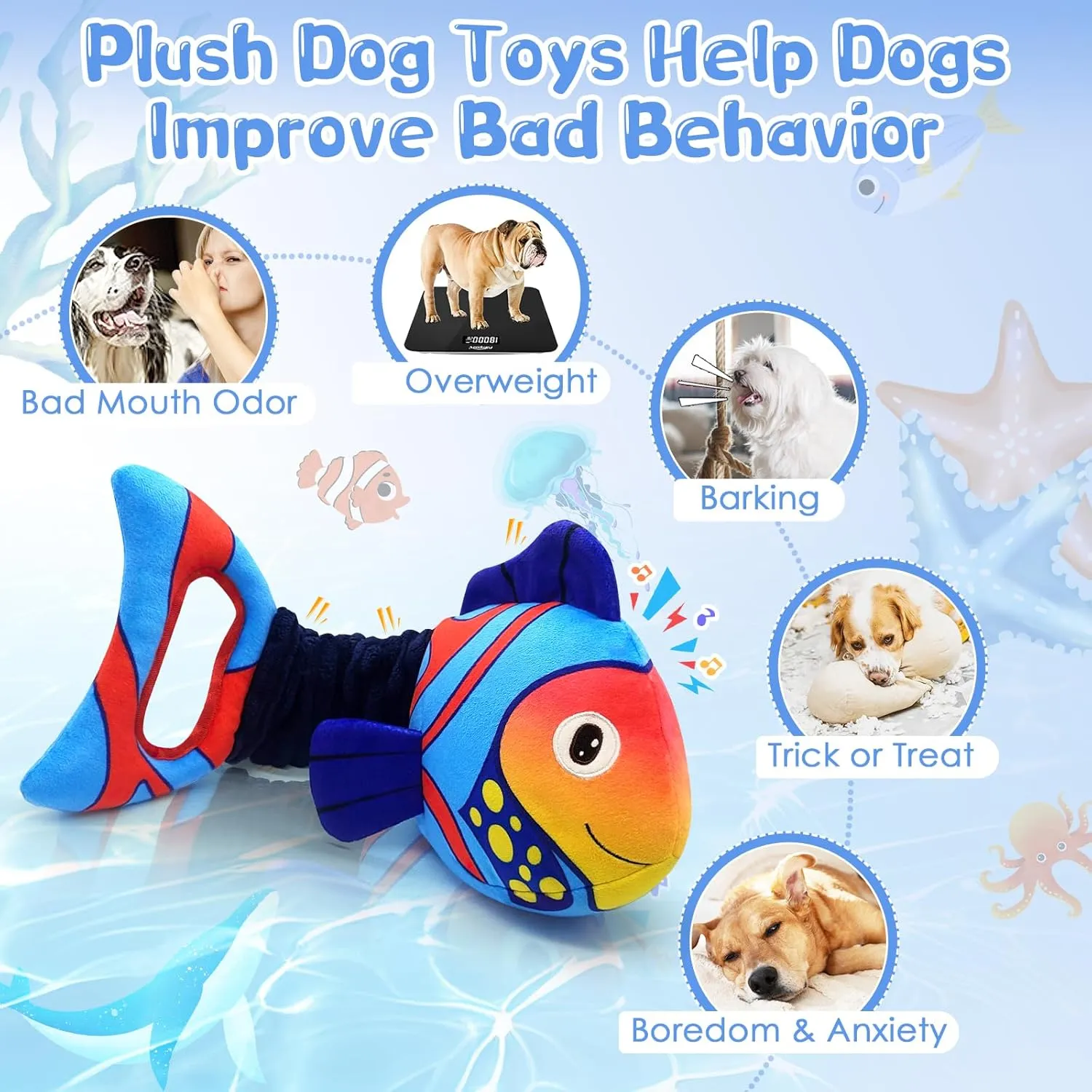 Large Squeaky Dog Toys : Plush Stuffed Puppy Toys with Crinkle Paper-Tug of War Dog Toys for Small, Medium and Large Dogs