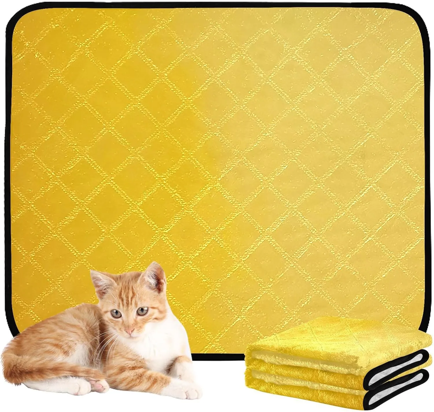 Lemon Yellow Washable Pee Pads for Dogs,Absorbent Reusable Puppy Pads Pet Training Pads for Whelping, Playpen, Crate, Bed M L