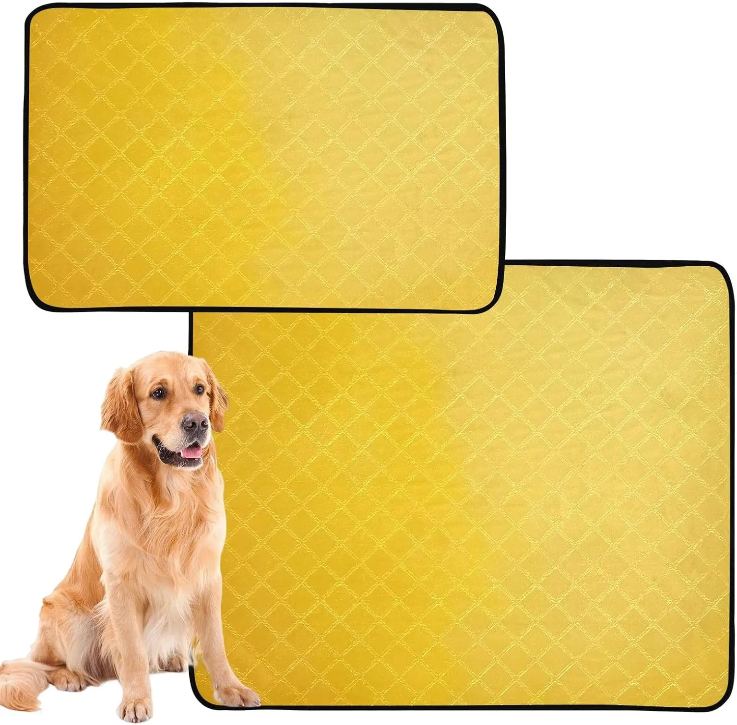 Lemon Yellow Washable Pee Pads for Dogs,Absorbent Reusable Puppy Pads Pet Training Pads for Whelping, Playpen, Crate, Bed M L
