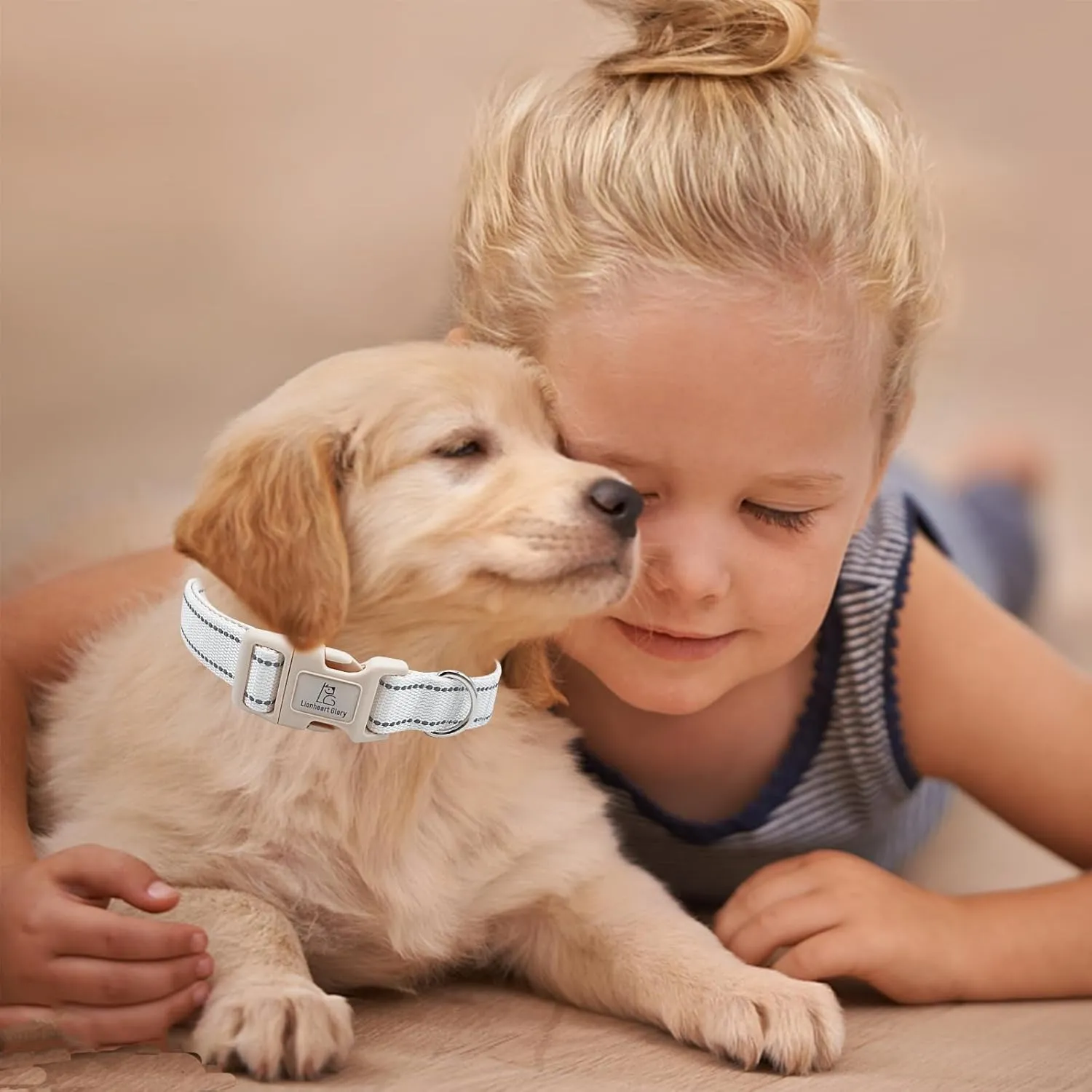 Lionheart Glory Reflective Dog Collar - Adjustable, Durable, Soft Classic Collar for Small Dogs, Puppies - White