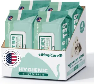 MAGICARE Dog Wipes for Paws, Butt, Ears & Eyes  400 Extra Wet & Thick Unscented Grooming Pet Wipes for Dogs & Cats  Deodorizing, Hypoallergenic  Made in USA
