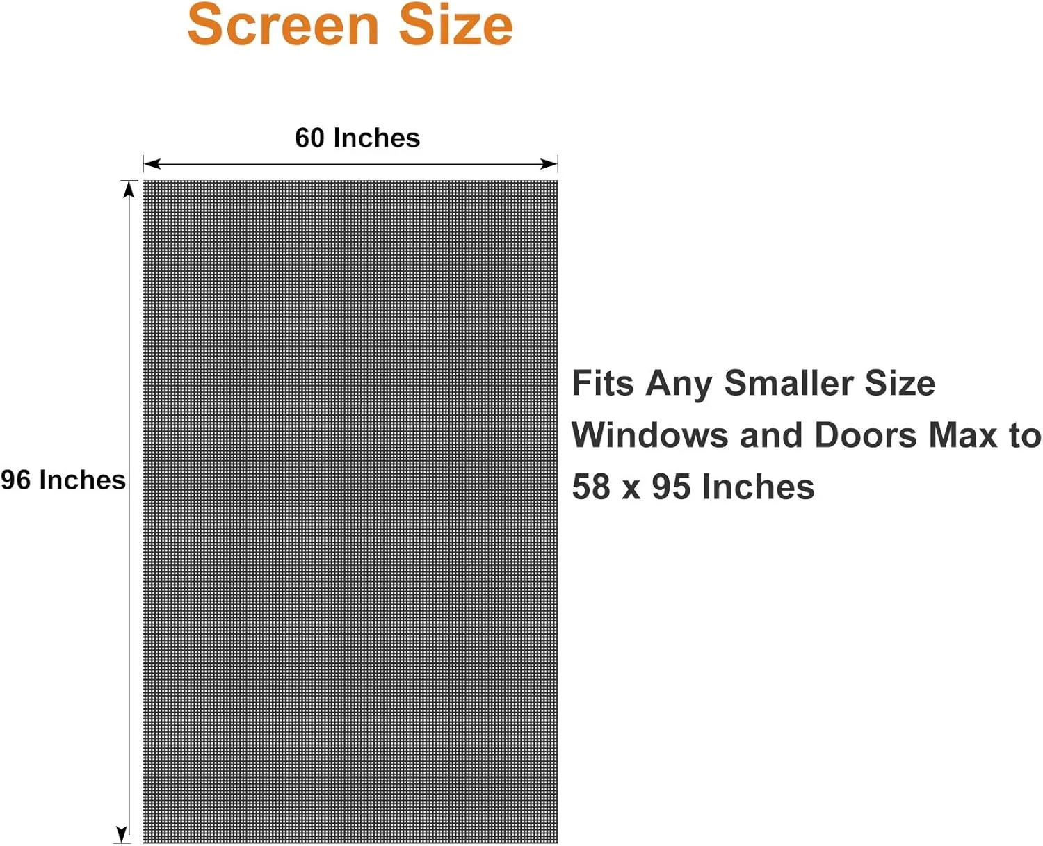 MAGZO Pet Proof Window&Door Screen Replacement Mesh, 60" W x 96" L, Best Vinyl Coated Polyester Dog Cat Resistant Heavy Duty, DIY Adjustable Net Netting Curtain Wire Fits Any Smaller Size, Black