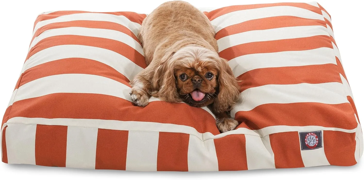 Majestic Pet Rectangle Medium Dog Bed Washable  Non Slip Comfy Pet Bed  Dog Crate Bed with Removable Washable Cover  Dog Kennel Bed for Sleeping - Dog Bed Medium Breed 36x29x4 Inch  Burnt Orange