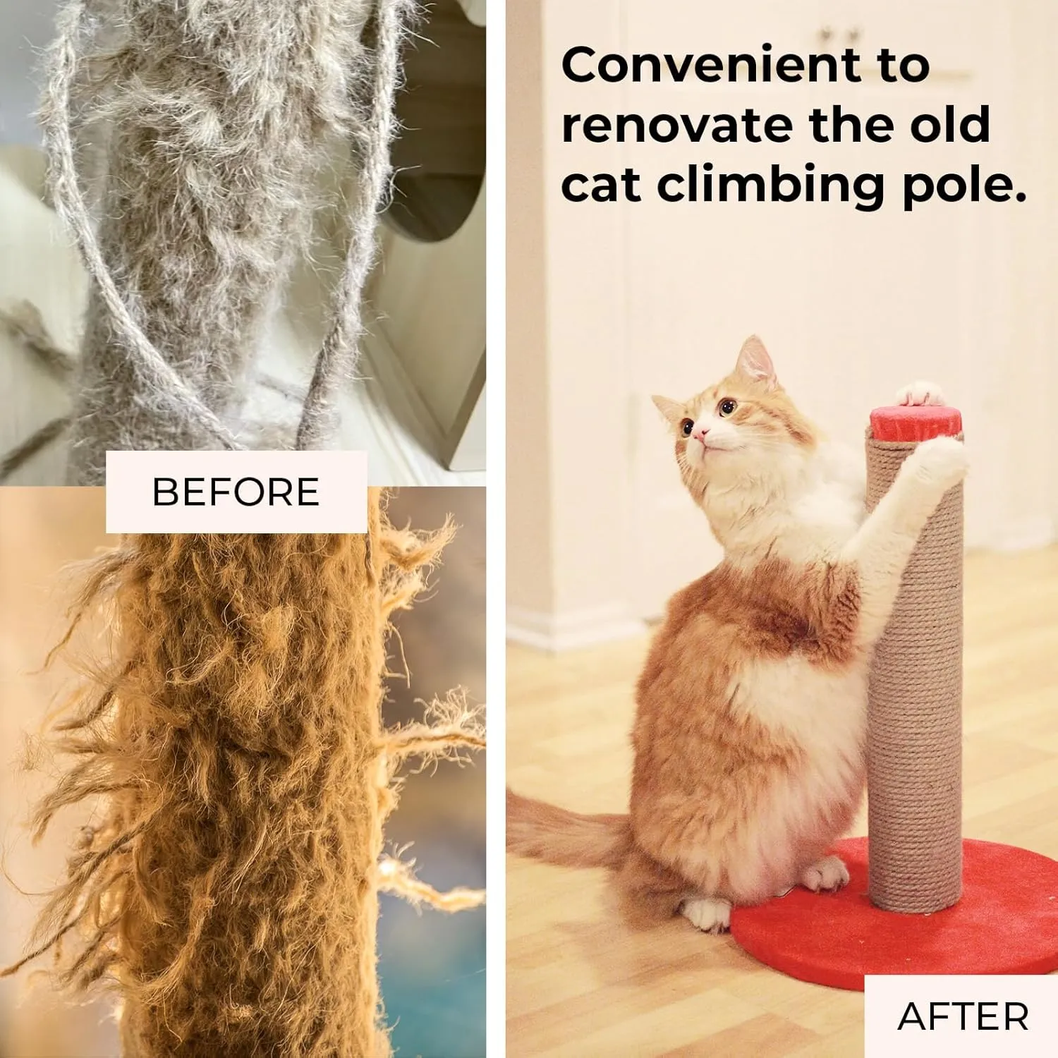 Nature Hemp Rope,sisal Rope for cat Scratcher,Rope for cat Scratch Postcat Scratching Post Replacement,Cat Scratcher Replacement Rope Heavy Duty Jute Twine for Cat Tree and Tower, DIY (1/4inch,50FT)
